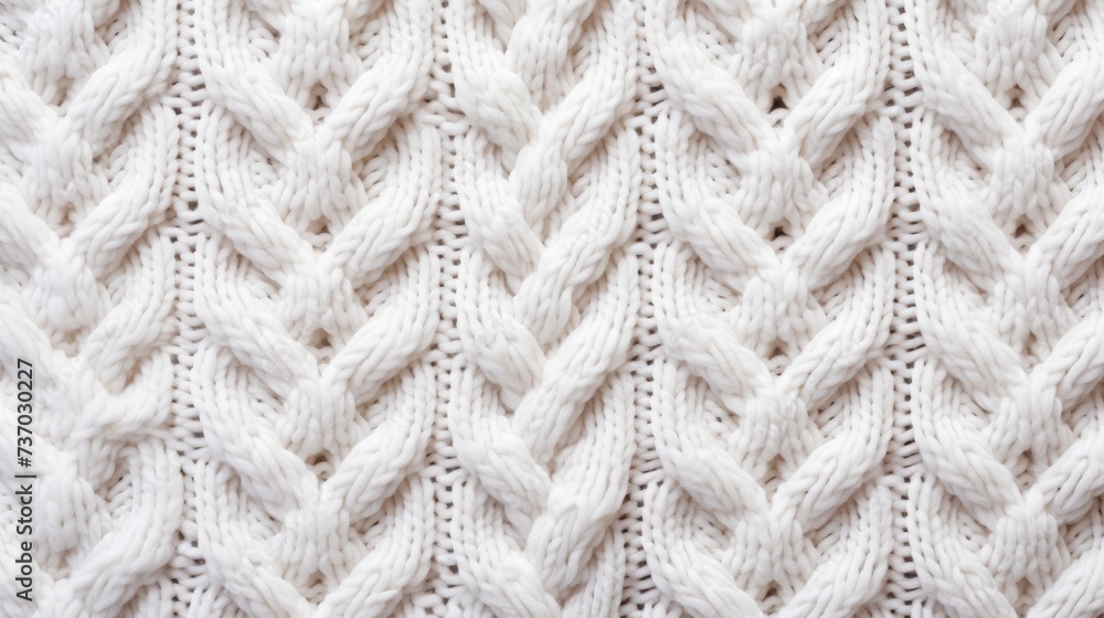 Close - Up of White Knit Wool Texture.