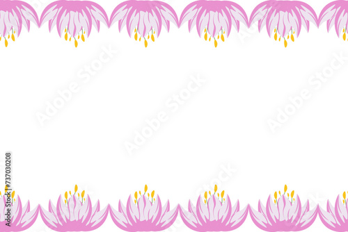 Beautiful pink Lotus Frame isolated white background. Sacred plant of India. Summer Flower with copy space. Water lily. Vector illustration can used web banner poster card. EPS 10