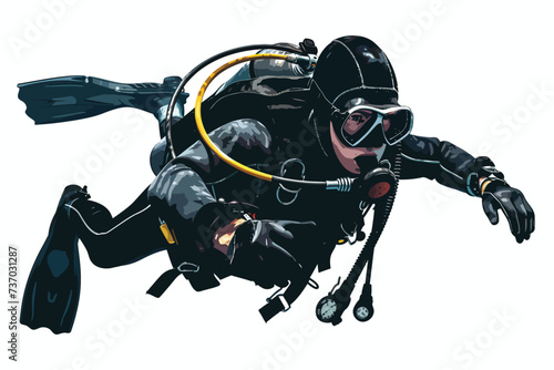 scuba diving isolated vector style photo