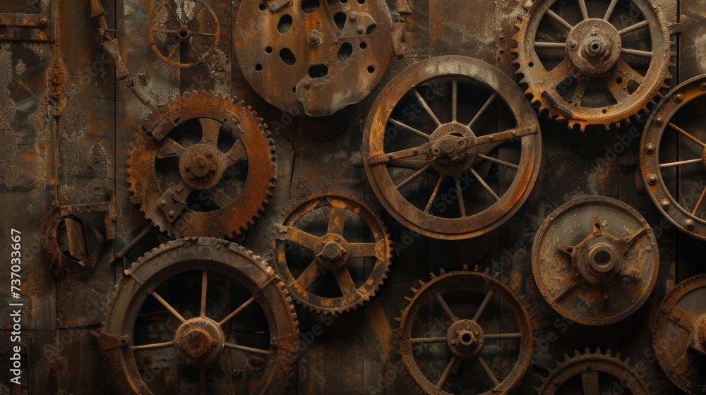 Fototapeta premium Industrial wheels. Generative AI