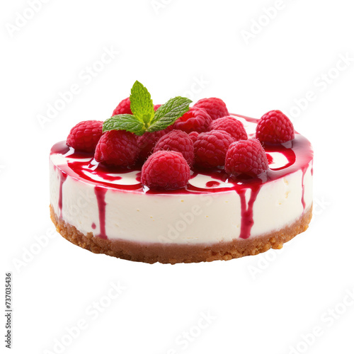 Raspberry cheesecake on transparent background