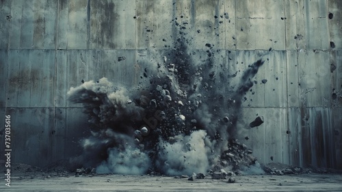 Explosion in a concrete wall