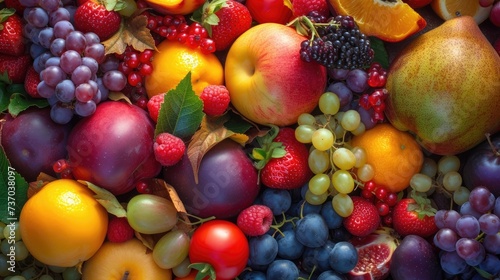 Ripe fruit assortment. Generative AI © Roman