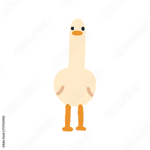 Cute funny goose. Adorable gosling, little farm bird. Feathered baby animal l...