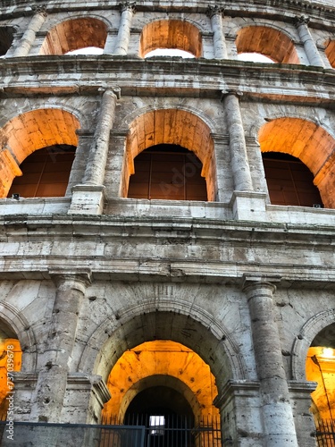 Colosseum in the evening enlightened by orange lights © Ligita