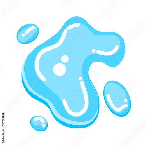 Water spill vector illustration isolated on white background. Puddles of water, spilled liquid.