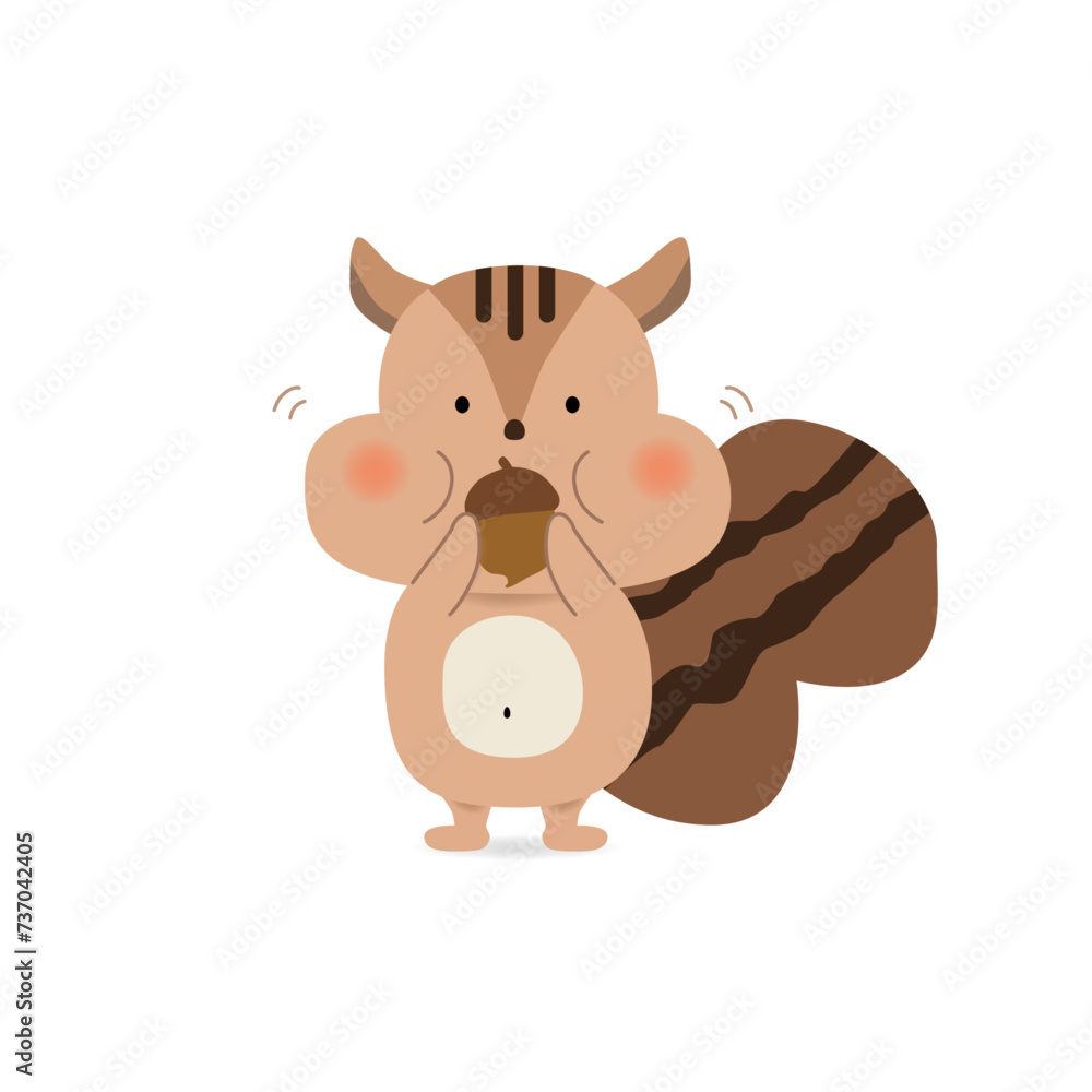 どんぐりを食べるリスのイラスト どんぐりを食べるリスのイラスト