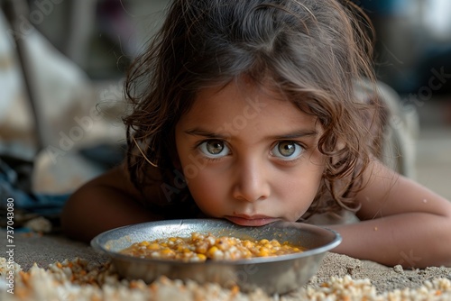 A young girl lays on the ground as she happily eats corn.