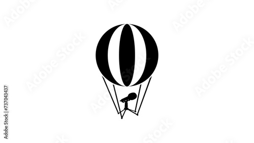 radio logo, hot air balloon and microphone,  
black isolated silhouette