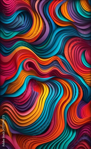 Colorful pattern with color waves illustration background. 3d mural wallpaper in the interior  textiles  fabric background. Generative AI