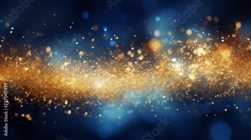 Gold blue lights glitter abstract background