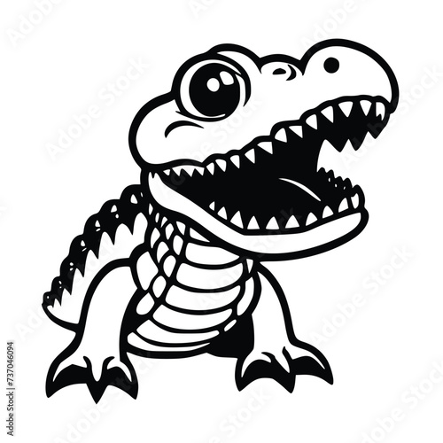crocodile vector illustration  black and white