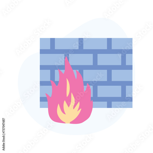 Internet security, icon of firewall in modern flat style