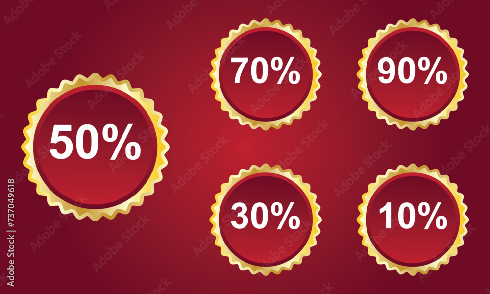 Special offer sale red tag isolated vector illustration. Discount offer price label, symbol for advertising campaign in retail sale promo marketing, 50%+ off discount sticker, ad offer on shopping day