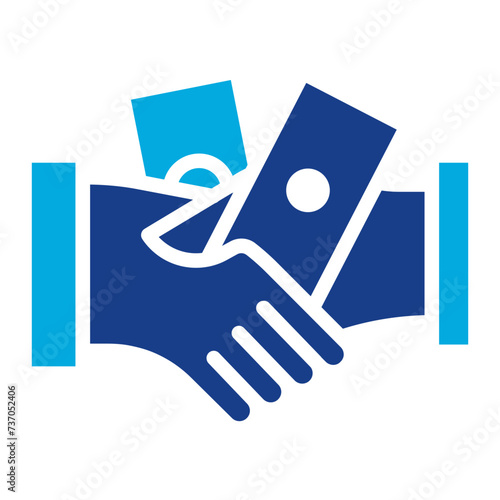 Unethical Handshake icon vector image. Can be used for Corruption.