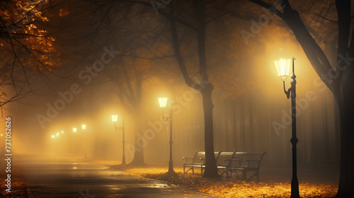 landscape with street lights