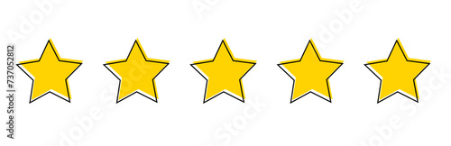 Five stars customer product rating review flat icon. 5 stars