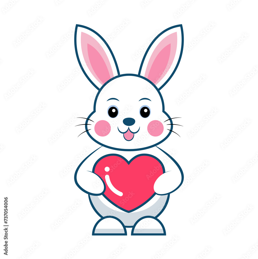 Obraz premium cute easter bunny rabbit with heart