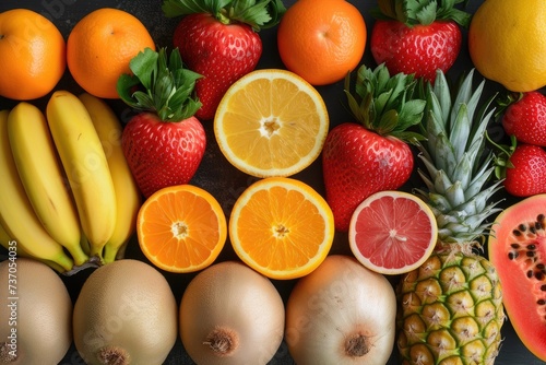 cooking ingredients on the kitchen table fruits or vegetables professional advertising food photography