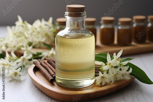 vanilla Essence extract with isolated kitchen table professional advertising food photography