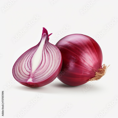 red onion on white isolate made with generative ai