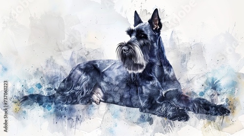 Graceful Giant: Ethereal Watercolor Portrait of a Schnauzer