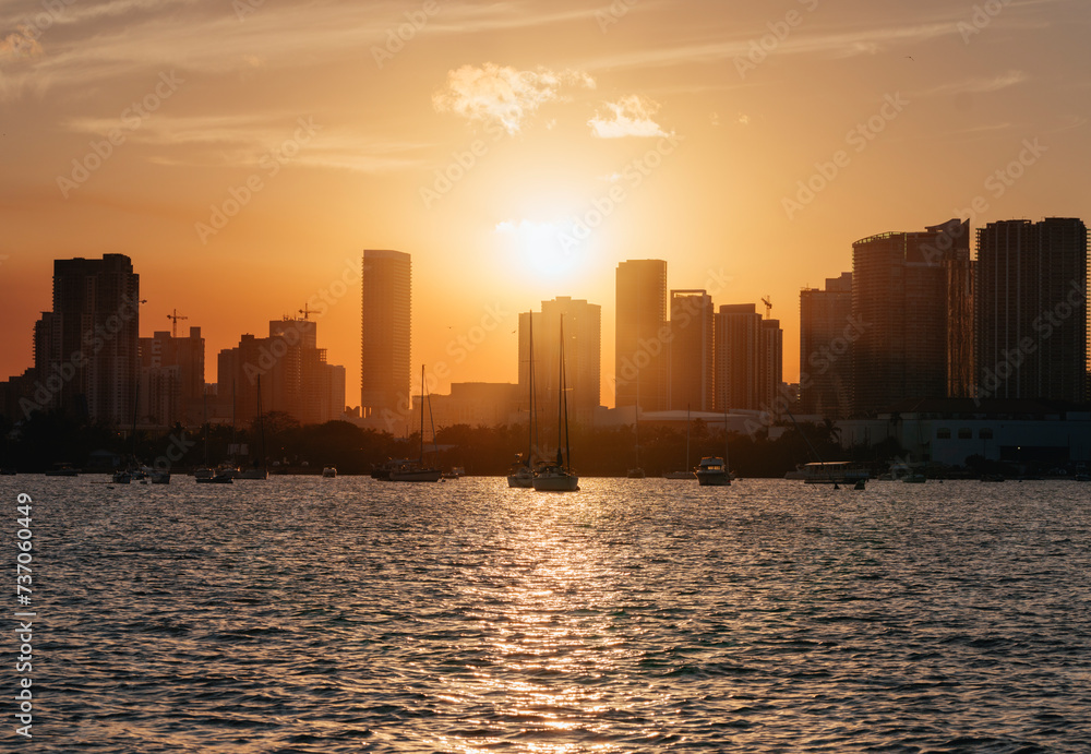 sunset over the city beautiful miami sun 
