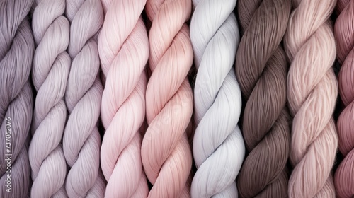 Soft Pastel Colored Giant Yarn Braids. photo