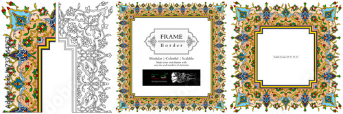 Frame mandala persian arabic turkish islamic hindi indian tibetan traditional colorful vector pattern texture vintage ornate retro elegant ornamental borders frames floral ornaments tazhib 39-v1.1.1