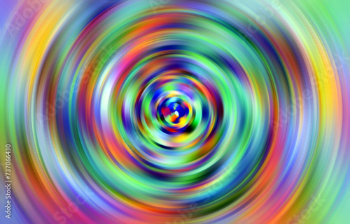 Wirujące w ruch okrężnym kolorowe koncentryczne okręgi, rozmycie ruchu - abstrakcyjne tło, tapeta, gradient © ellaa44