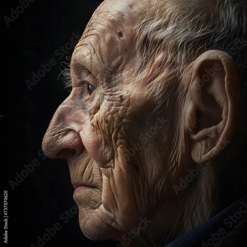 Elderly person’s profile, showing age and resilience (ID: 737070620)