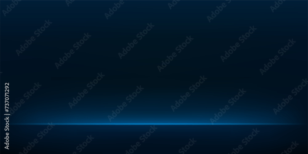 Blue navy studio room background. Blue background with light effects. Empty dark room. Space for selling products on the website. Vector illustration.