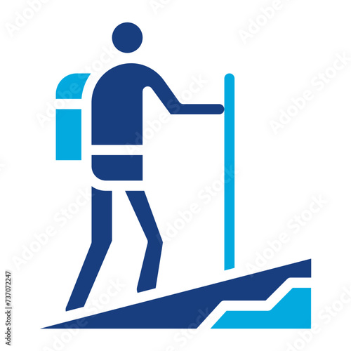 Person Hiking icon vector image. Can be used for Trekking.