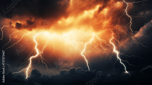 Lightning storm in the sky