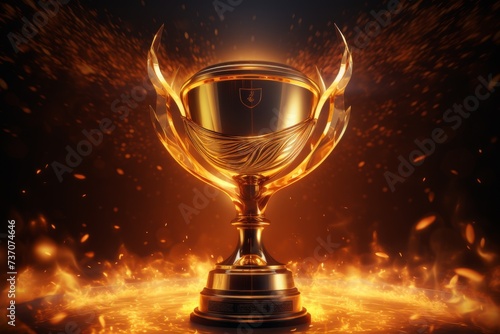 A gold cup with a dynamic glowing effect