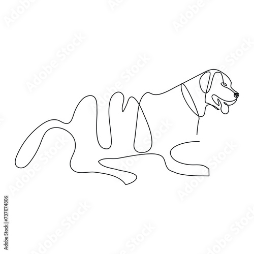 Vector dog pet animal continuous one line art silhouette drawing isolated on white background  photo