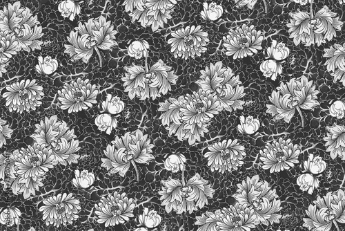 Floral Background / wallpaper / digital paper, digital background flowers black and white foral pattern duotone