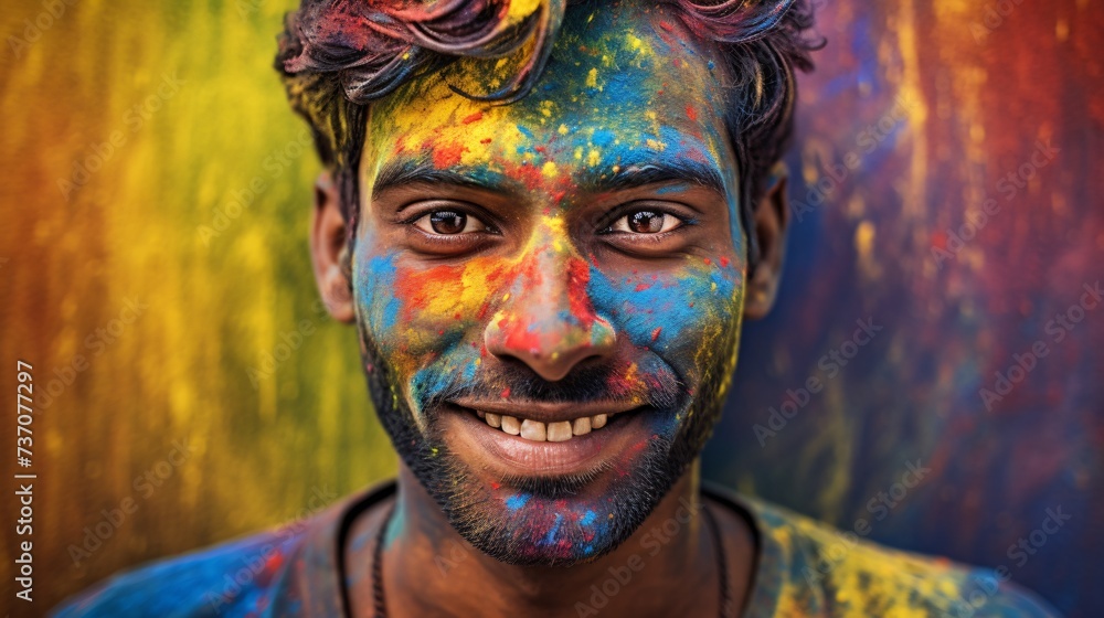 The Colors of Holi Spreaded on the Skin The Colors of Holi Spreaded on the Skin