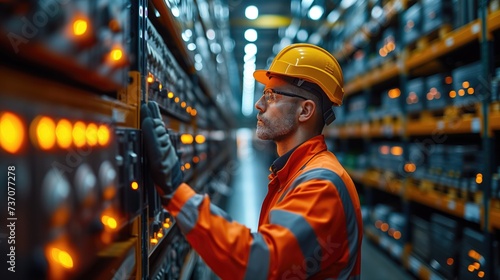 Explore the transformative potential of AI in supply chain management with a photo of logistics professionals monitoring inventory levels and delivery schedules using AI-powered predictive analytics