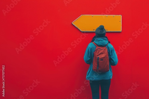 Illustrate the importance of adaptability with an image of a person adjusting a directional sign to reflect changing market trends or business priorities, emphasizing the flexibility and agility requi photo