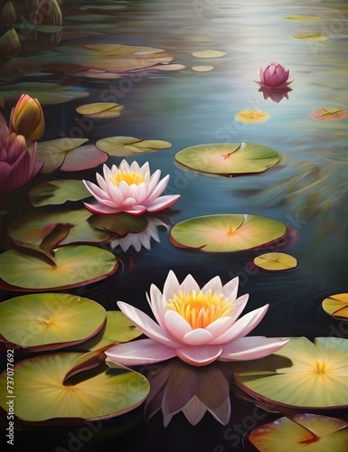 Water Lily Flowers Generative AI