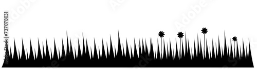 Black Grass Set, Isolated On White Background, Vector Illustration