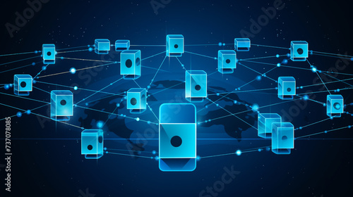 Blockchain technology internet hyperlink connection blue vector illustration