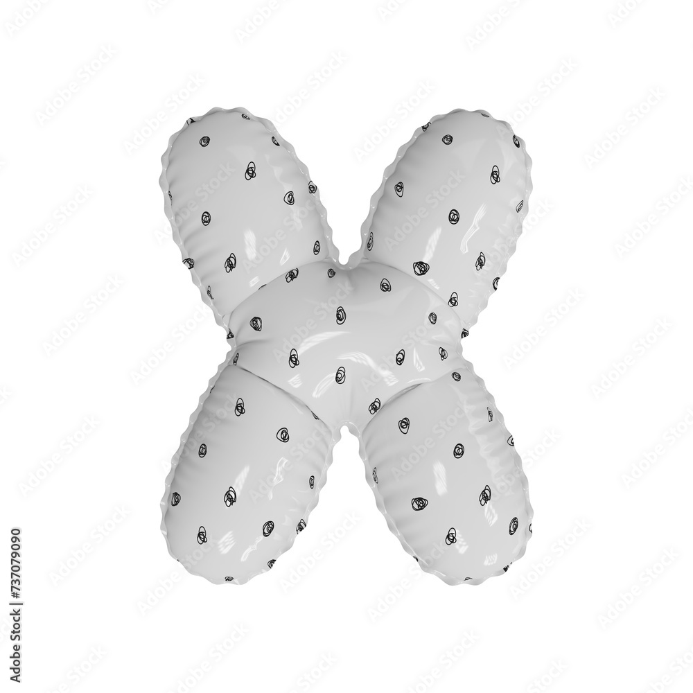 3D simplistic doodle pattern helium balloon letter X 3D simplistic doodle pattern helium balloon letter X