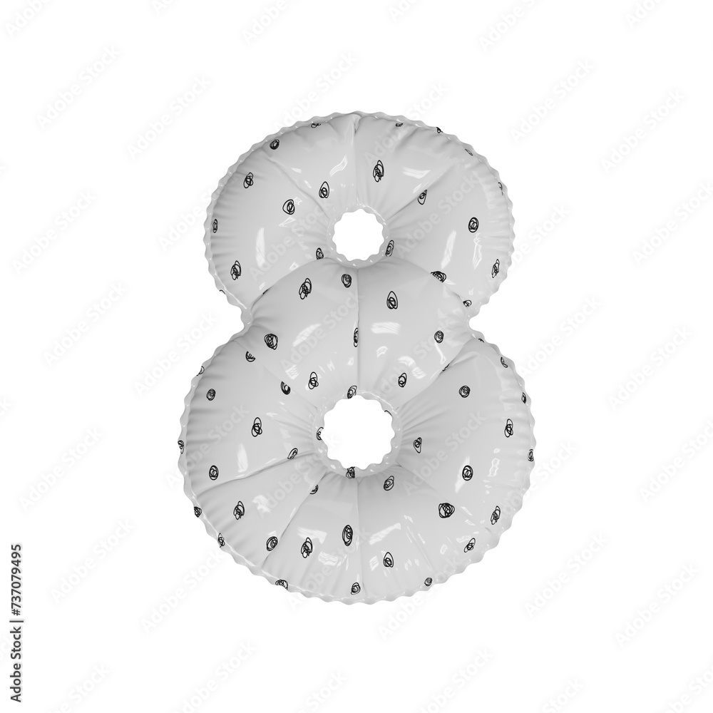 3D simplistic doodle pattern helium balloon number 8 3D simplistic doodle pattern helium balloon number 8