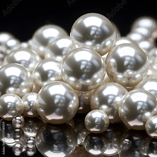 White Pearls on a reflective surface 