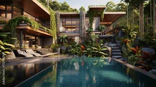 Luxury villa in tropical rainforest. High class.