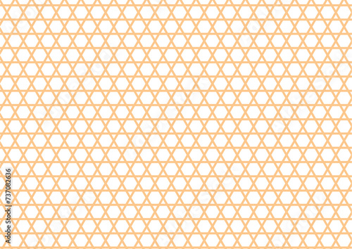 日本の伝統紋様 籠目のシームレスパターン 黄