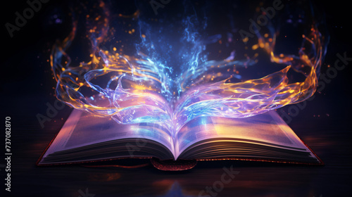 Magic glowing book concept of storytelling and fantasy.