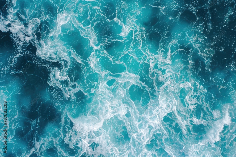 Turquoise ocean waves in aerial view. Turquoise ocean waves in aerial view.
